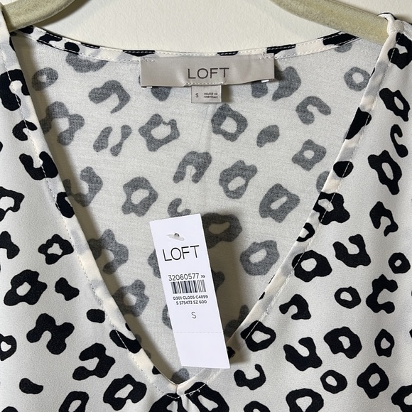 NWT Loft Mixed Media Leopard Print Blouse (Black and White) - Picture 4 of 4